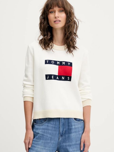 Tommy Jeans sweter damski kolor beżowy DW0DW20970 - zdjęcie produktu nr 1