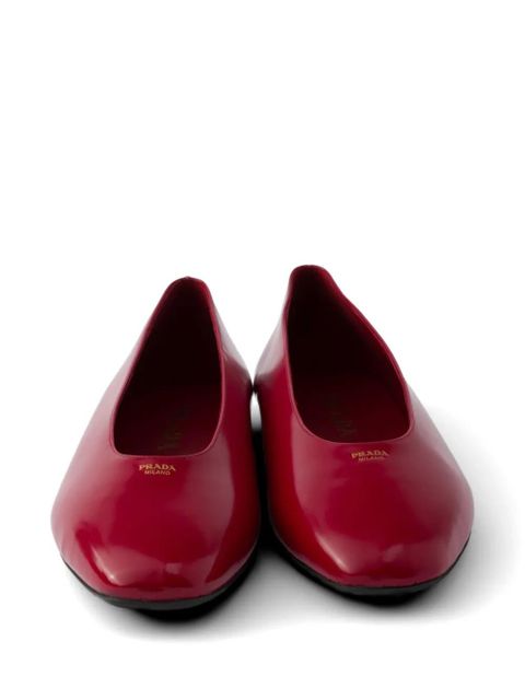 Prada brushed leather ballerinas - Red
