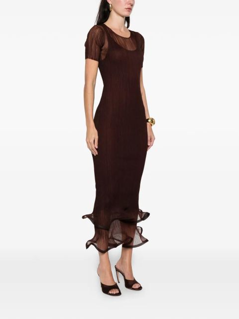 Simkhai ruffled selena midi dress - Brown - zdjęcie produktu nr 2