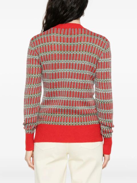 ETRO geometric-pattern V-neck sweater - Red
