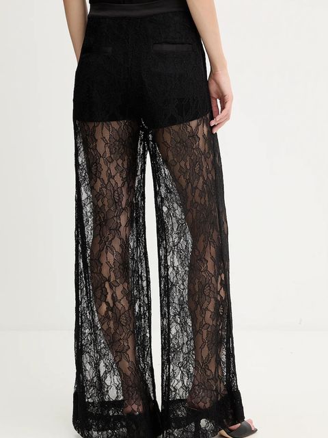 Pinko spodnie damskie kolor czarny szerokie high waist 105501 A2R7