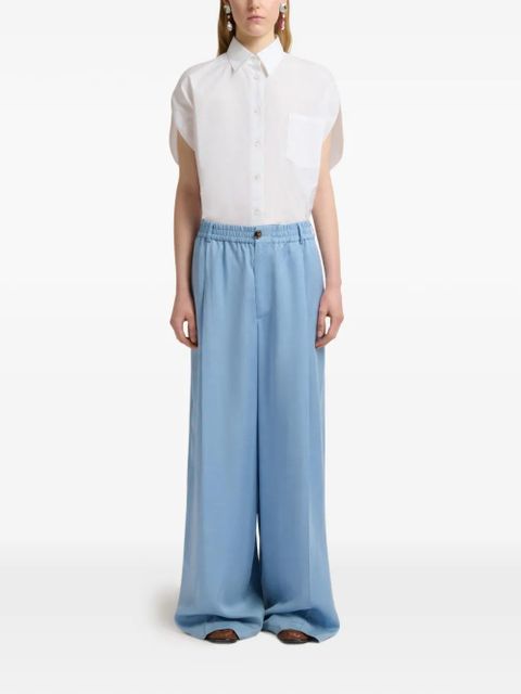 Marni elasticated pleat front trousers - Blue - zdjęcie produktu nr 2