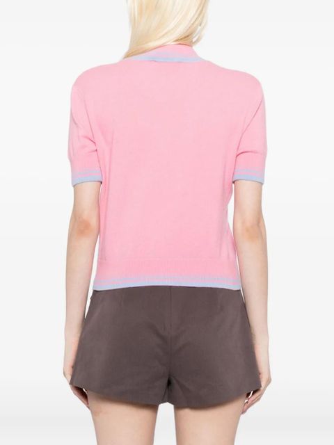 Self-Portrait contrast stripe knit top - Pink