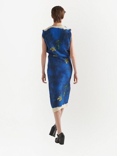 Prada floral-print sheath dress - Blue
