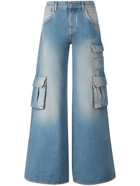 Off-White logo-embroidered cargo jeans - Blue - zdjęcie produktu nr 1