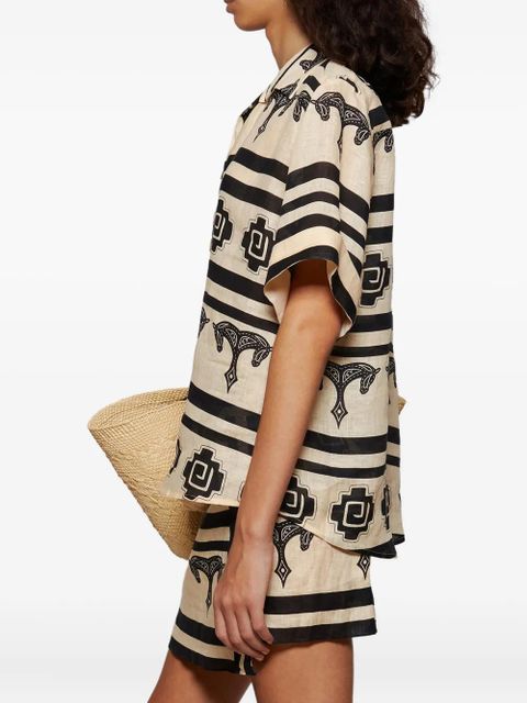 Johanna Ortiz La Creciente horse-print striped shirt - Neutrals