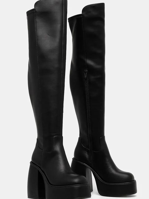 Buffalo kozaki Heart Stretch Boot damskie kolor czarny na słupku 1220062-BLK