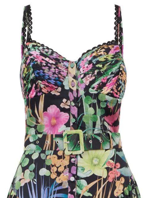 Charo Ruiz Ibiza Cael floral-print belted dress - Black