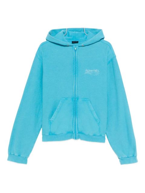 Balenciaga logo-detail cotton hoodie - Blue