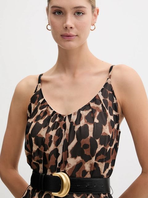 Joseph Ribkoff kombinezon kolor brązowy z dekoltem okrągłym 252936