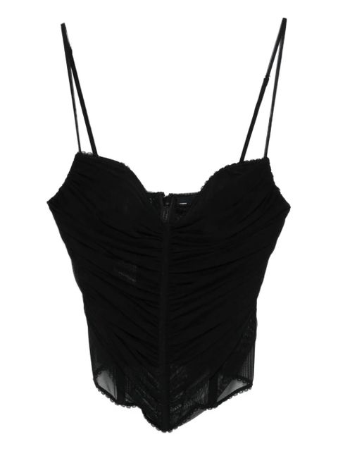 Blumarine ruched mesh top - Black - zdjęcie produktu nr 1