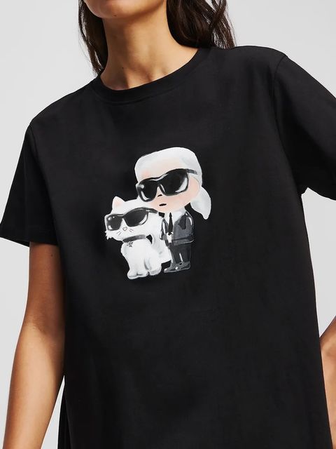 Karl Lagerfeld koszula nocna bawełniana IKON damska kolor czarny bawełniana A3W45007