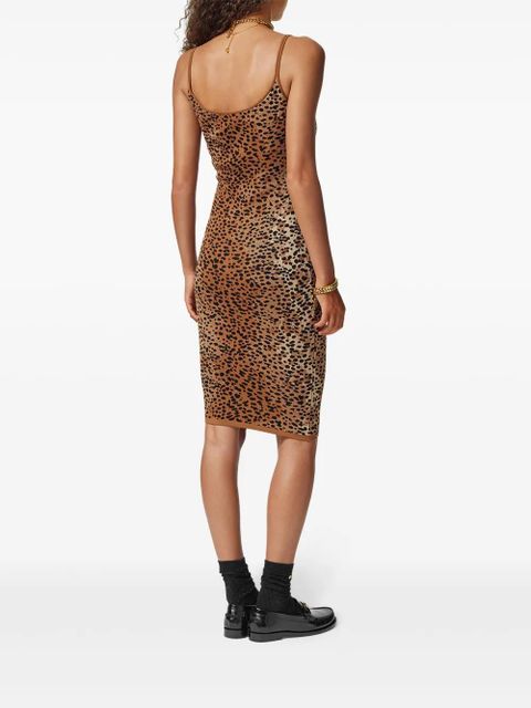 Versace leopard-jacquard midi dress - Brown