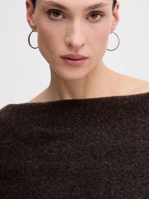 Hoss Intropia sweter z dodatkiem wełny damski kolor brązowy 6382056