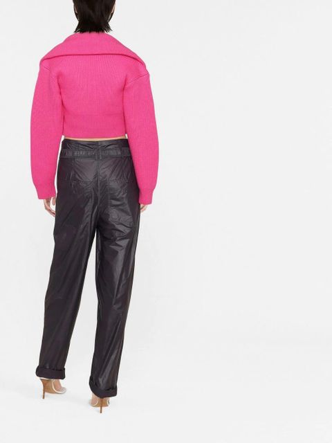 Jacquemus zip-up neck cropped jumper - Pink - zdjęcie produktu nr 2