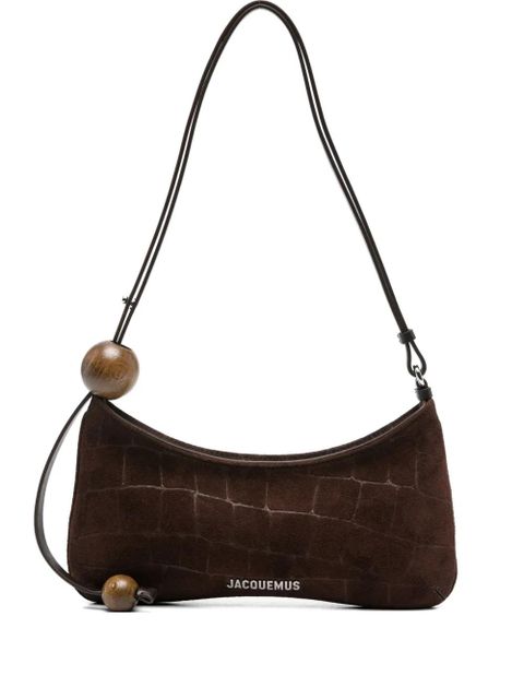 Jacquemus Le Bisou crocodile-effect wood-bead shoulder bag - Brown - zdjęcie produktu nr 1