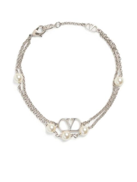 Valentino Garavani VLogo Signature double-chain bracelet - Silver - zdjęcie produktu nr 1
