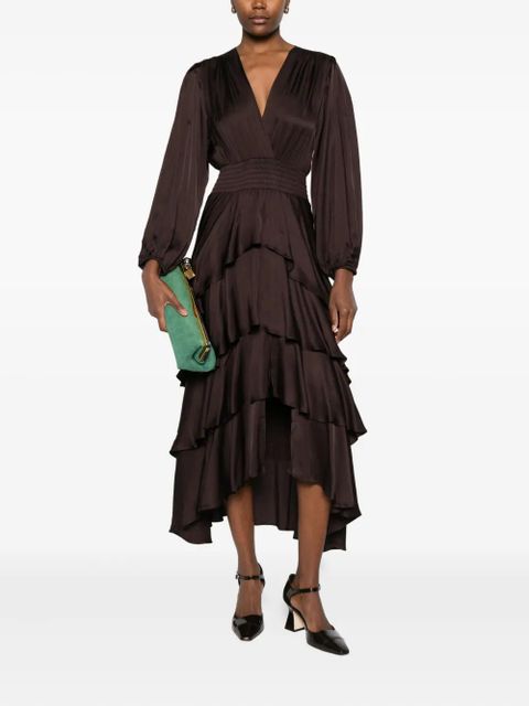 Maje V-neck ruffled dress - Brown - zdjęcie produktu nr 2