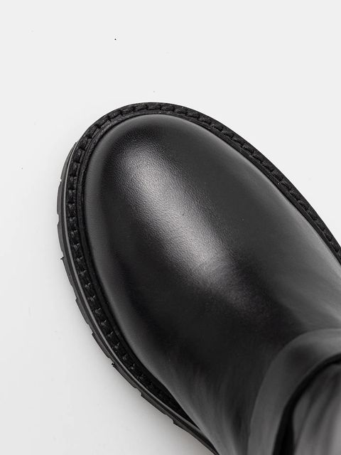 Barbour kozaki skórzane Freya damskie kolor czarny na płaskim obcasie LFO0779BK91