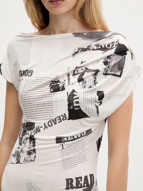 Desigual sukienka i sweter ORIANA kolor biały mini rozkloszowana 25WWVK42