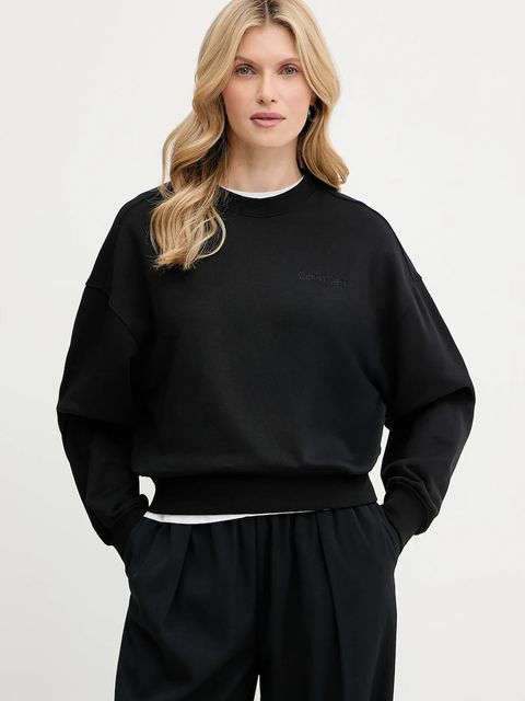 Calvin Klein bluza bawełniana damska kolor czarny z aplikacją LV044C209G - zdjęcie produktu nr 1