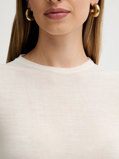 Liviana Conti sweter wełniany damski kolor beżowy lekki L5WA06