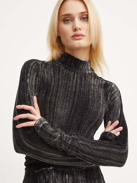 Diesel longsleeve treningowy T-SLIMY kolor czarny z półgolfem A14748.0AJCP