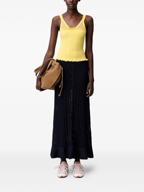 Claudie Pierlot ruffled pointelle-knit tank top - Yellow - zdjęcie produktu nr 2
