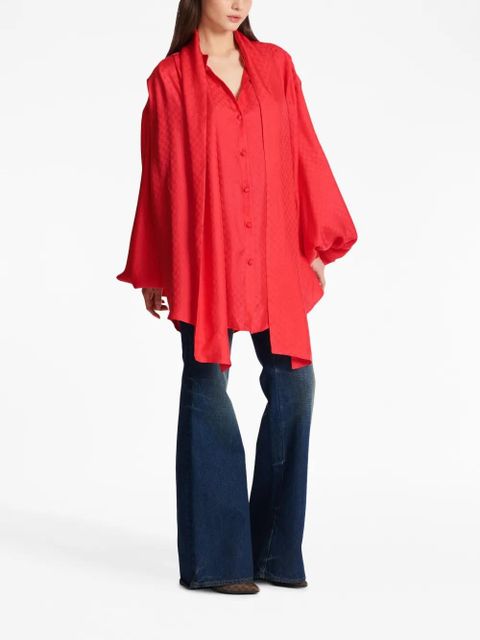 Balmain monogram-jacquard silk shirt - Red - zdjęcie produktu nr 2