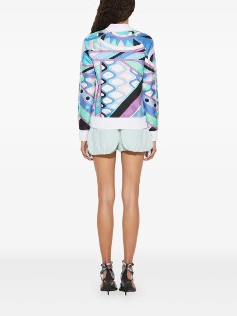 PUCCI Vivara-print silk-twill bomber jacket - Blue