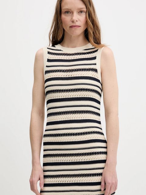 Tommy Hilfiger sukienka kolor beżowy maxi dopasowana WW0WW45649