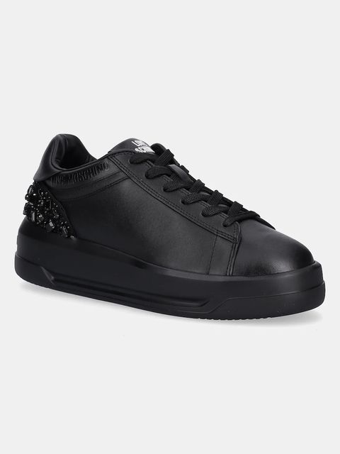 Love Moschino sneakersy skórzane damskie kolor czarny JA15305G0NIAL00A - zdjęcie produktu nr 1