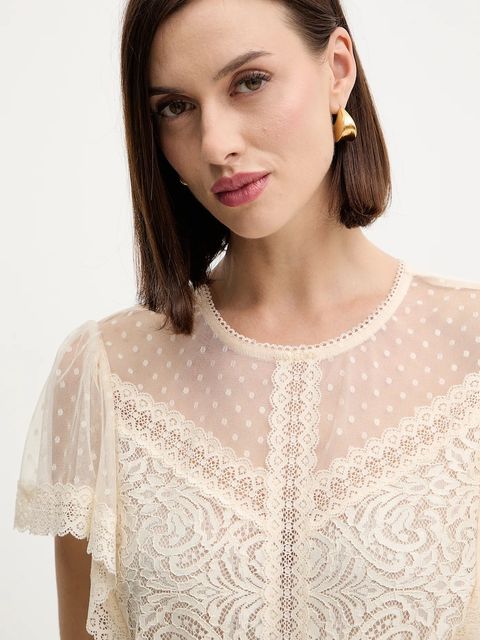 Morgan bluzka damska kolor beżowy gładka DASHKA