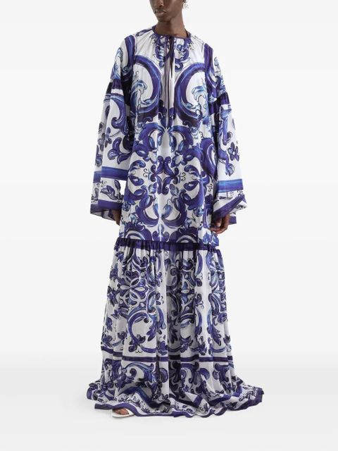 Dolce & Gabbana Majolica-print cotton dress - Blue - zdjęcie produktu nr 2