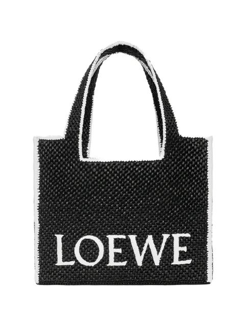 LOEWE large Loewe Font raffia tote bag - Black - zdjęcie produktu nr 1