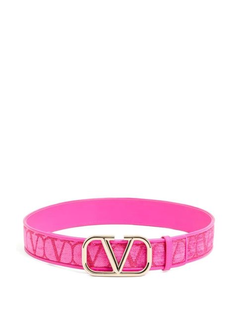 Valentino Garavani Toile Iconographe fabric belt with leather details 40mm - Pink - zdjęcie produktu nr 1