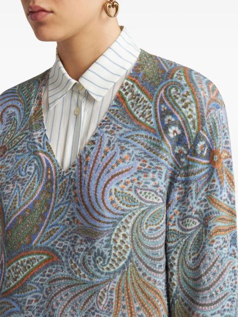 ETRO foliage print jumper - Blue