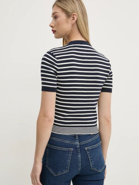 Tommy Jeans sweter bawełniany kolor granatowy lekki DW0DW19336