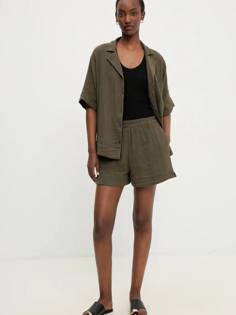 Answear.LAB koszula bawełniana damska kolor zielony relaxed z kołnierzykiem klasycznym