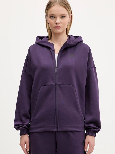 adidas bluza Future Icons damska kolor fioletowy z kapturem z nadrukiem JX0441 - zdjęcie produktu nr 1