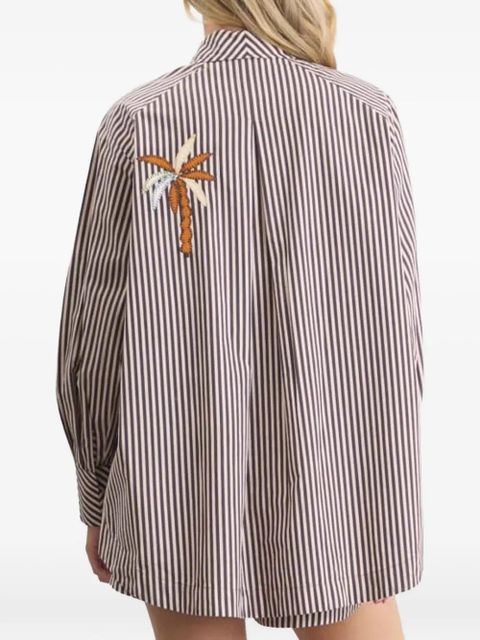 ALEMAIS Sirocco embroidered striped shirt - Brown
