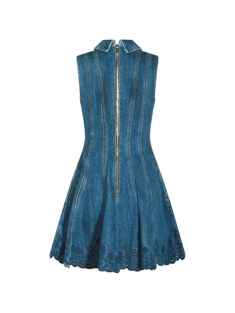 Self-Portrait broderie anglaise panelled mini dress - Blue - zdjęcie produktu nr 2