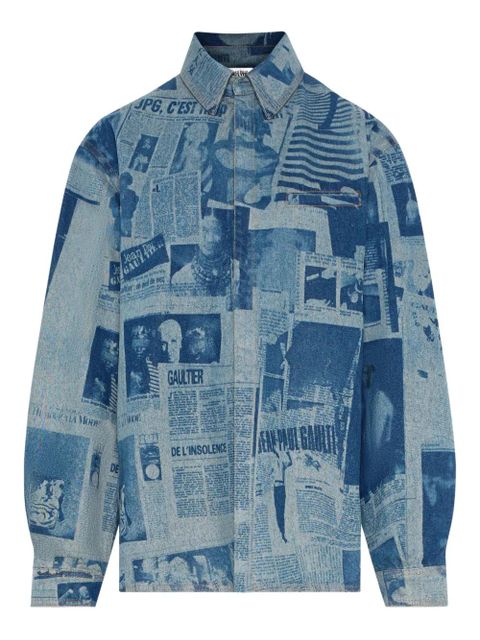 Jean Paul Gaultier newspaper print denim shirt - Blue - zdjęcie produktu nr 1