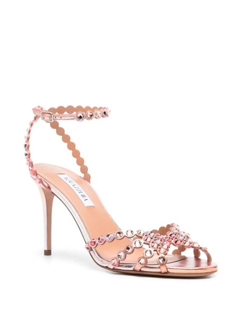 Aquazzura Tequila scalloped embellished sandals - Pink - zdjęcie produktu nr 2