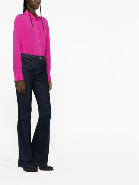 ETRO Pegaso-appliqué silk shirt - Pink