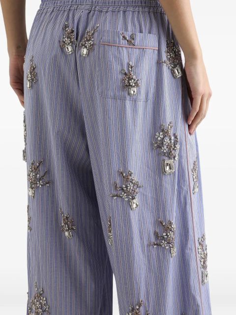 Dolce & Gabbana poplin trousers with floral embroidery - Blue