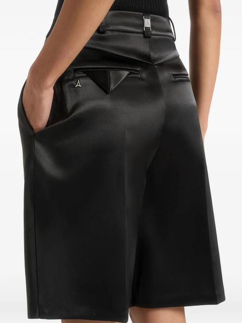 Manière De Voir Lorette pleated satin tailored shorts - Black