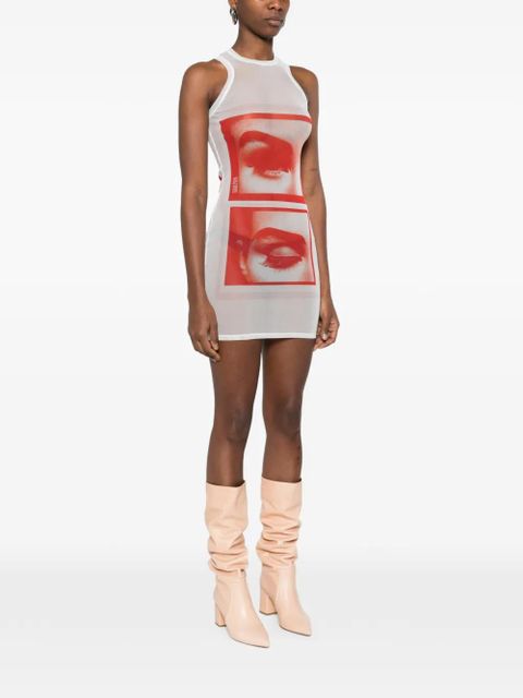 Jean Paul Gaultier eye print mini dress - White