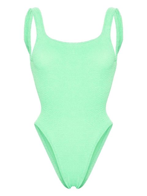 Hunza G crinkled-effect open-back swimsuit - Green - zdjęcie produktu nr 1