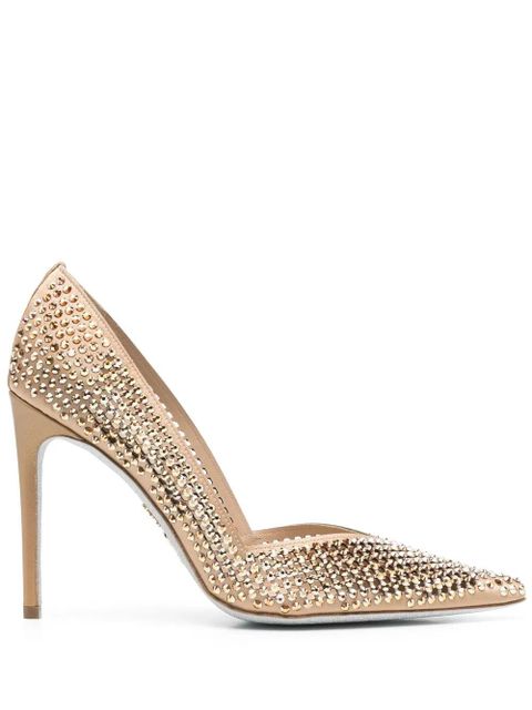 René Caovilla Swarovski-embellished pointed-toe pumps - Neutrals - zdjęcie produktu nr 1